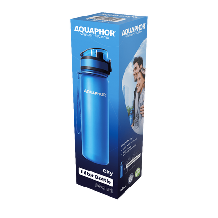 Butelka filtrująca City 0,5 litra + 6 wkładów (różne kolory - niebieski)