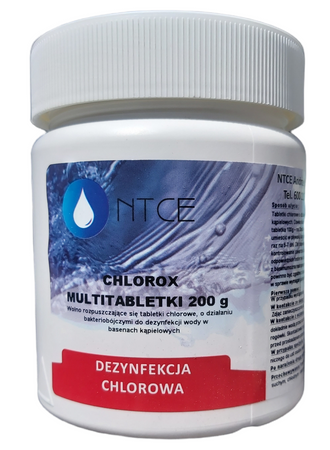 Chlorox Multitabletki chlorowe 200 g o działaniu bakteriobójczym do dezynfekcji wody NTCE  Opakowanie: 5 kg 