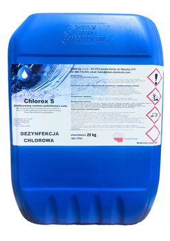 Chlorox S 25 kg stabilizowany roztwór podchlorynu sodu NTCE Opakowanie: 25 kg x 11