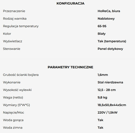 FlowCare HB18 White Warnik do wody z wyświetlaczem
