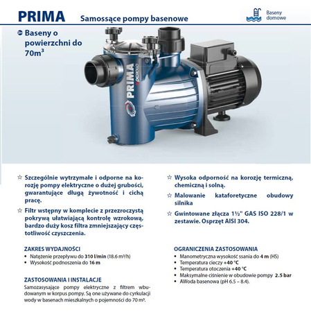  Pompa samozasysająca PRIMA 50M 230V PEDROLLO