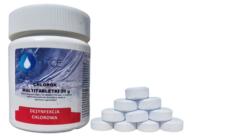 Chlorox Multitabletki chlorowe 20 g o działaniu bakteriobójczym do dezynfekcji wody NTCE  Opakowanie: 5 kg 