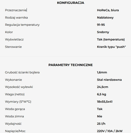 FlowCare HS25 Silver Warnik do wody z wyświetlaczem