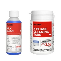 ZESTAW Coffee Format Małe opakowanie dwufazowych tabletek czyszczących i mały płyn do systemu mlecznego