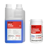 ZESTAW Coffee Format Małe opakowanie dwufazowych tabletek czyszczących i duży płyn do systemu mlecznego