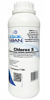 Chlorox S stabilizowany roztwór podchlorynu sodu EBAN  Opakowanie: 16 sztuk x 1 L 