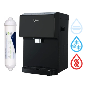 ZESTAW Midea JS1844T BLACK Nablatowy dystrybutor wody zimnej i gorącej z filtrem