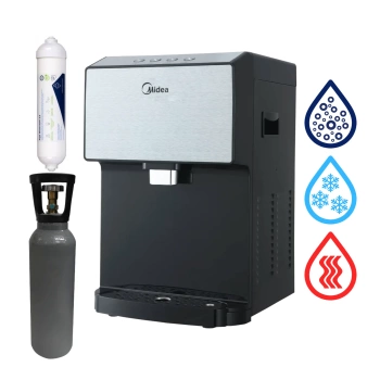 ZESTAW Midea JS1844T SODA PLUS SILVER Nablatowy dystrybutor wody gazowanej z akcesoriami